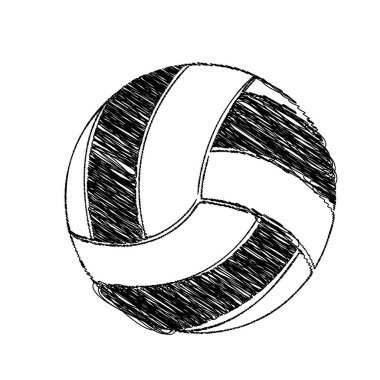 voleybol topu tek renkli el çizilmiş kroki