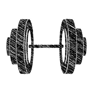 Dumbbell eğitim için spor salonunda çizim silueti