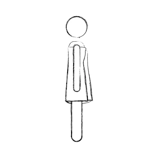 Pictograma de silueta borrosa de mujer con cuerpo cubierto para toalla en vista lateral — Vector de stock
