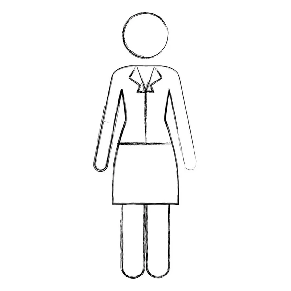 Esquisse silhouette pictogramme de femme d'affaires en robe — Image vectorielle
