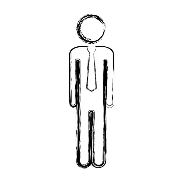 Piktogram rozmazané siluetu člověka s kravatou — Stockový vektor