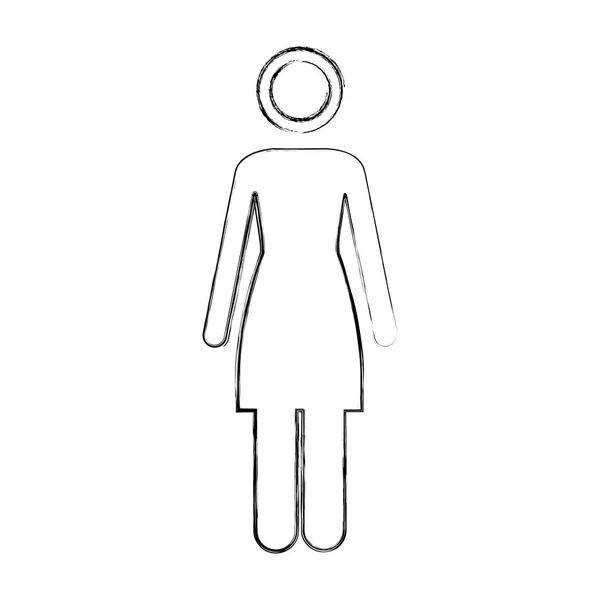 Skizze Silhouette Piktogramm der Frau Symbol — Stockvektor
