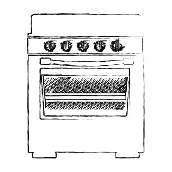 火炉上用烤箱的模糊的轮廓 — 图库矢量图片