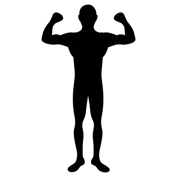 Black silhouette big muscle man fitness — Stock Vector