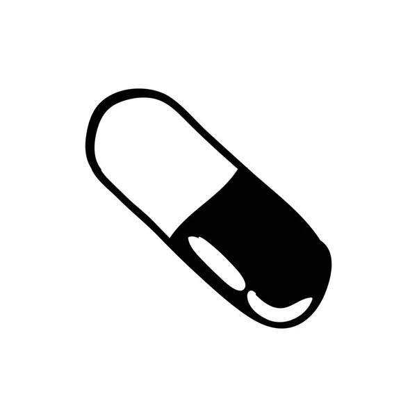 Monochrome Silhouette Pillen medizinisch in Kapselform — Stockvektor
