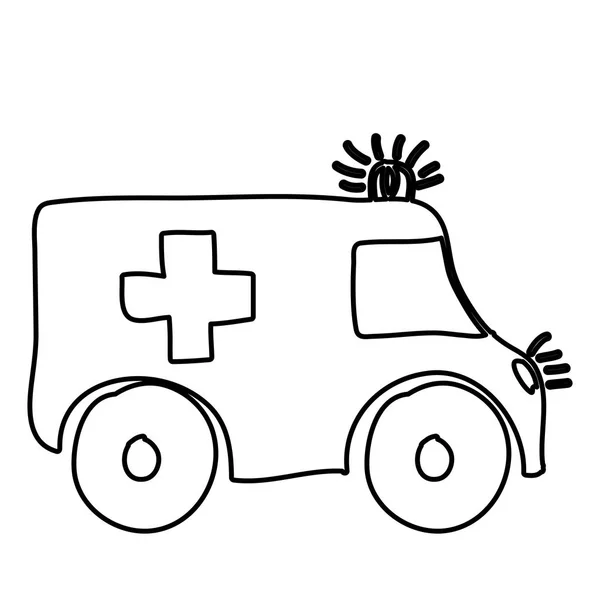 Contorno de ambulancia dibujado a mano monocromo — Archivo Imágenes Vectoriales