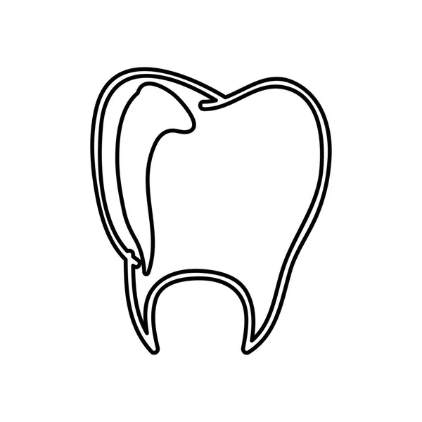 Монохромный ручной контур зуба — стоковый вектор