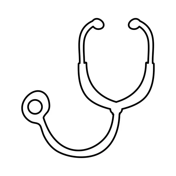Monochrom handgezeichnete Kontur des Stethoskops — Stockvektor