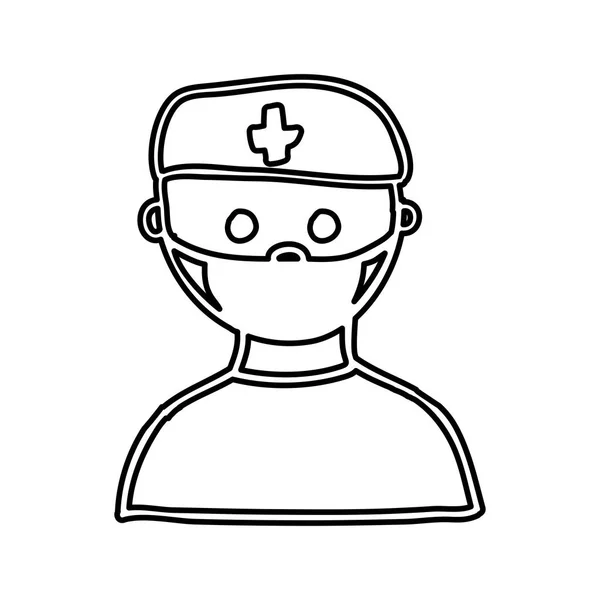 Monochrome hand drawn contour of male nurse half body — Stock Vector