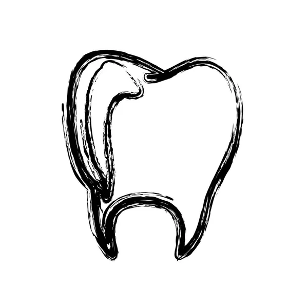 Tek renkli el çizilmiş kroki diş — Stok Vektör