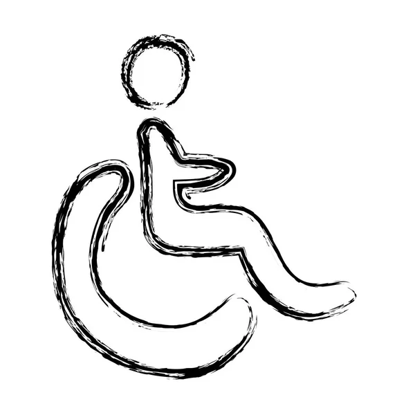 Boceto dibujado a mano monocromo del icono de la silla de ruedas — Vector de stock