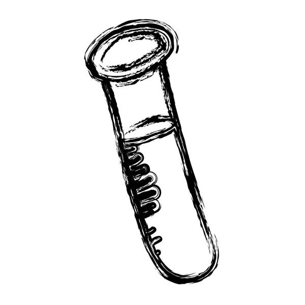 Boceto dibujado a mano monocromo del tubo de ensayo — Vector de stock