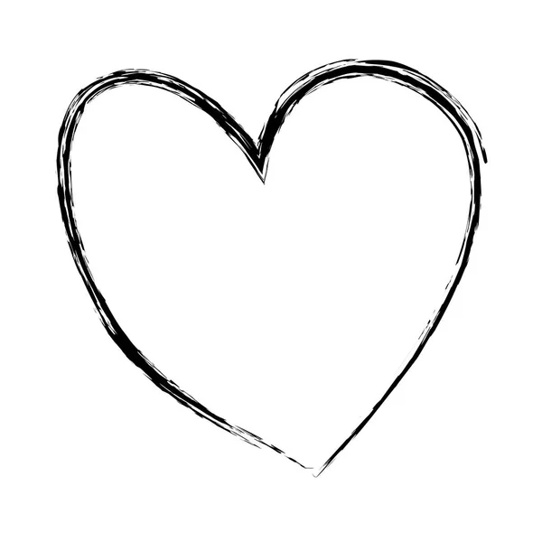 Boceto de corazón dibujado a mano monocromo — Vector de stock