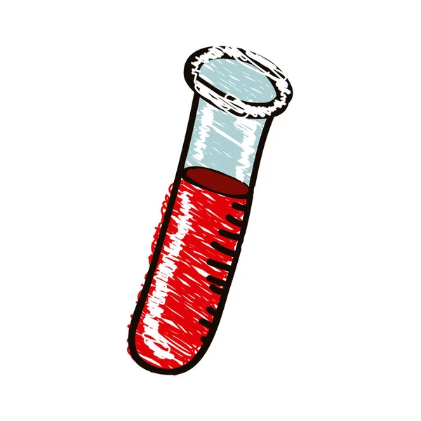Silhueta desenhada à mão com lápis colorido de tubo de ensaio —  Vetores de Stock