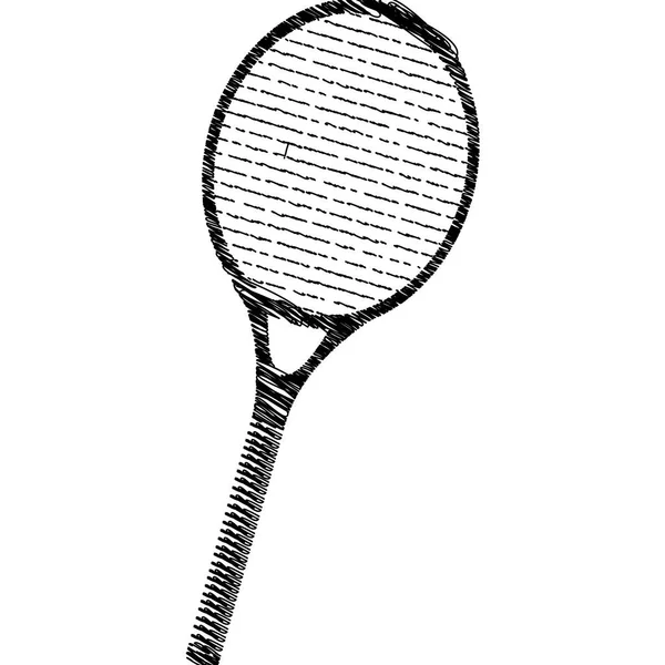 Silhouette drawing tennis racket element sport — Stock Vector