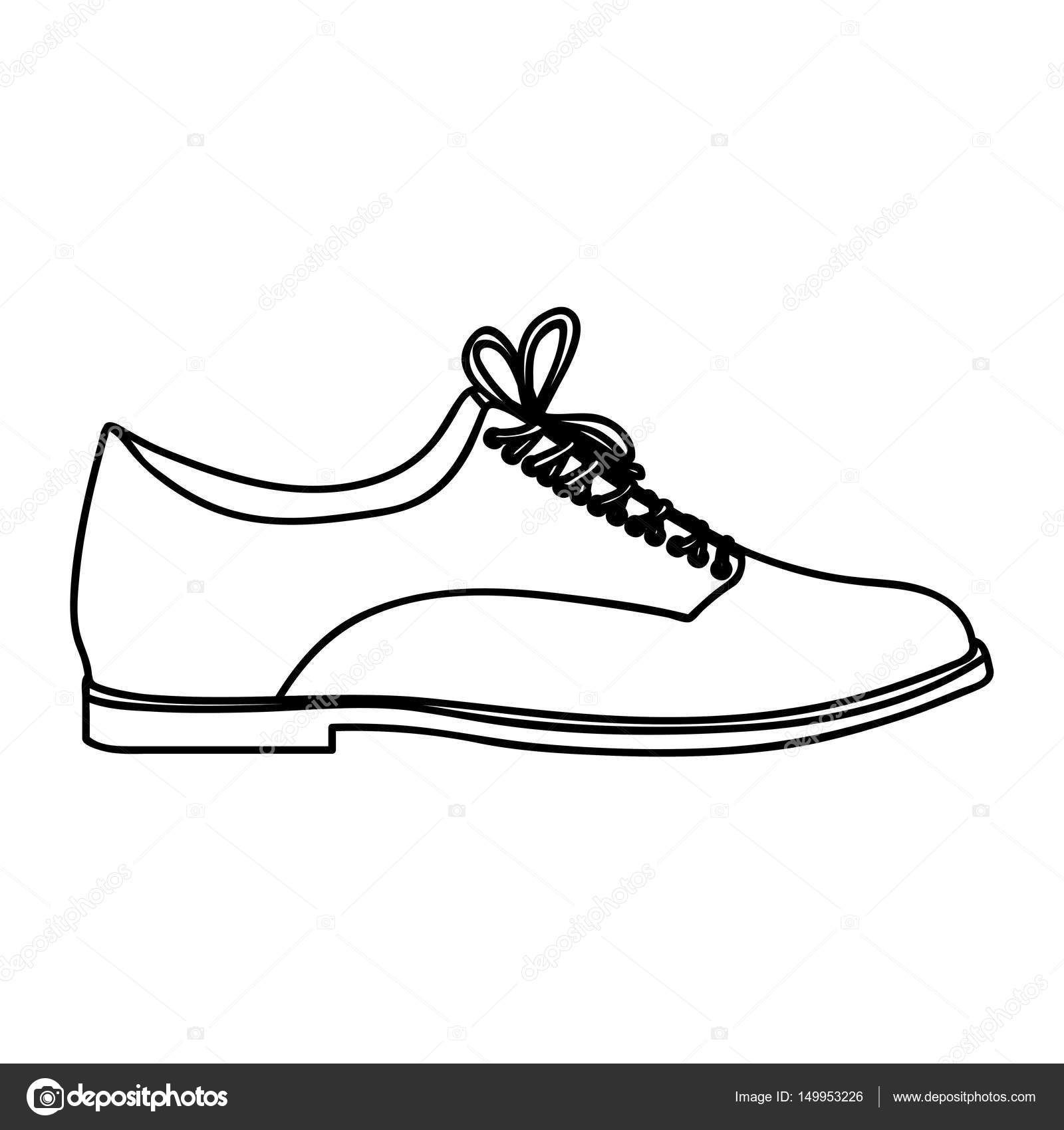 Monocromo De Zapato Cordones Cuero Silueta Masculino Con 6r0q6gw