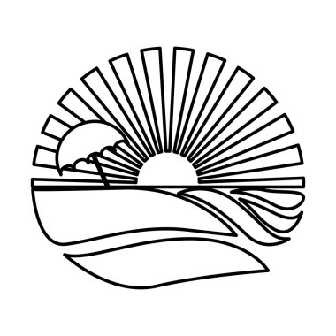 siluet daire sunset beach ve şemsiye ile