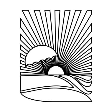 siluet dikdörtgen arka plan günbatımı Plajı ve şemsiye ile