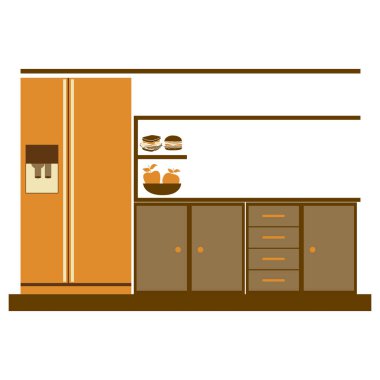 renk siluet buzdolabı ile alt mutfak dolapları