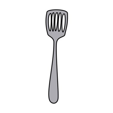kızartma spatula ile gri tonlamalı siluet
