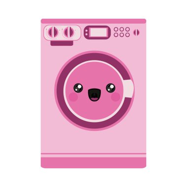 çizgi film çamaşır makinesi silüeti pembe renk