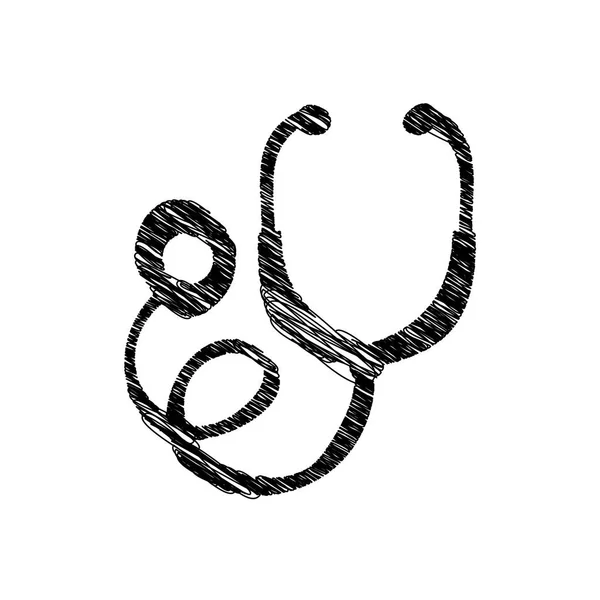 Çizim stetoskop ile auriculars sağlık siluet — Stok Vektör