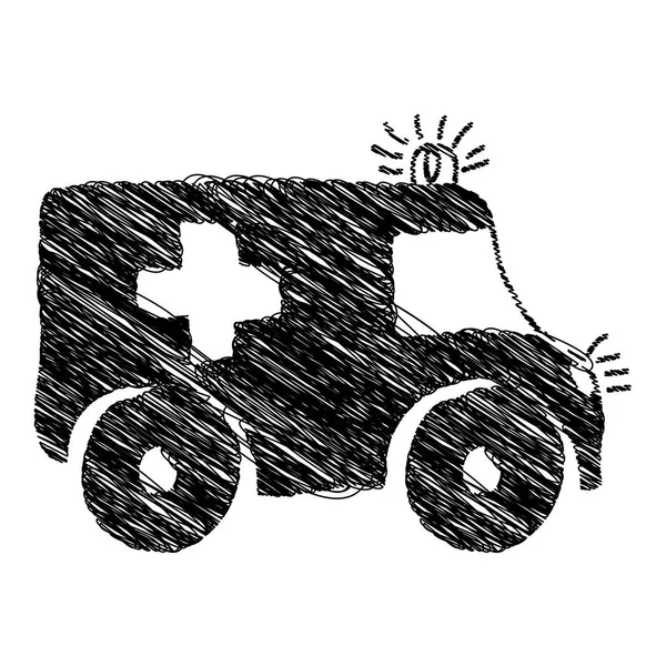 Silueta dibujo ambulancia vehículo de emergencia icono — Vector de stock