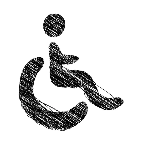 Silhouet tekening rolstoel handpictogram — Stockvector