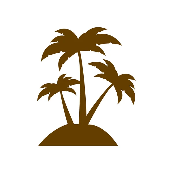 Wyspę silhouette brązowy z trzech palms — Wektor stockowy