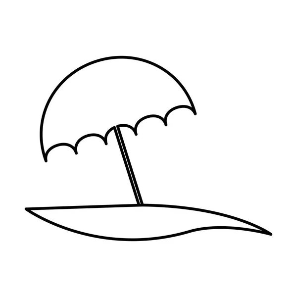 Praia de silhueta com ícone de guarda-chuva — Vetor de Stock
