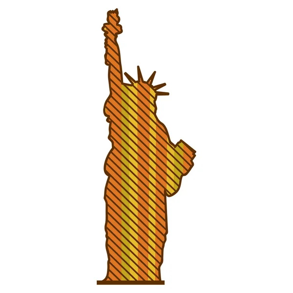 Sylwetka koloru Statua wolności, z tle pasiasty — Wektor stockowy