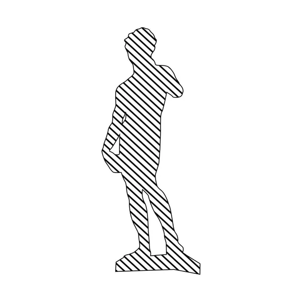Silhouette monocromatica di scultura david realizzata da buonarroti a righe — Vettoriale Stock
