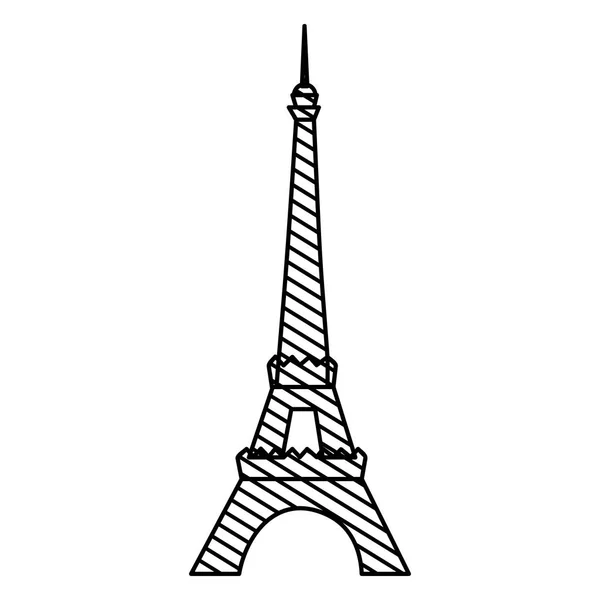 Zwart-wit silhouet van de Eiffeltoren naar gestreept — Stockvector