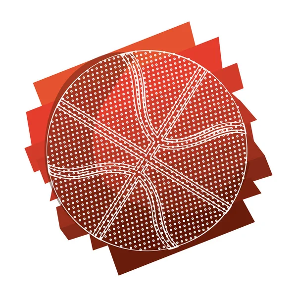 Fondo de color con pelota de baloncesto con contorno blanco — Vector de stock