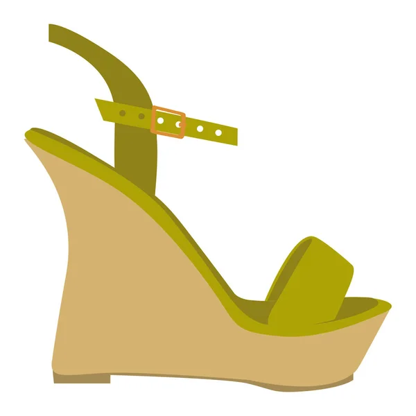 Kleur silhouet van groene sandaal schoen met een platform zool — Stockvector