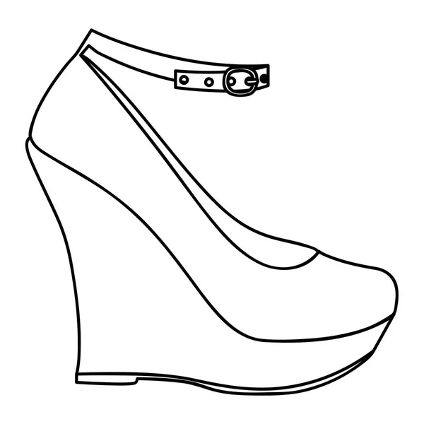 Zwart-wit silhouet van hoge hak platform schoen — Stockvector