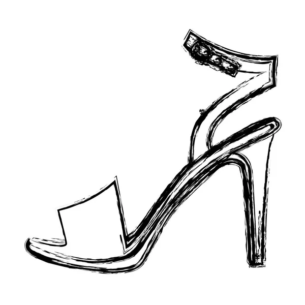 Contorno borroso monocromo del zapato de sandalia de tacón alto — Archivo Imágenes Vectoriales
