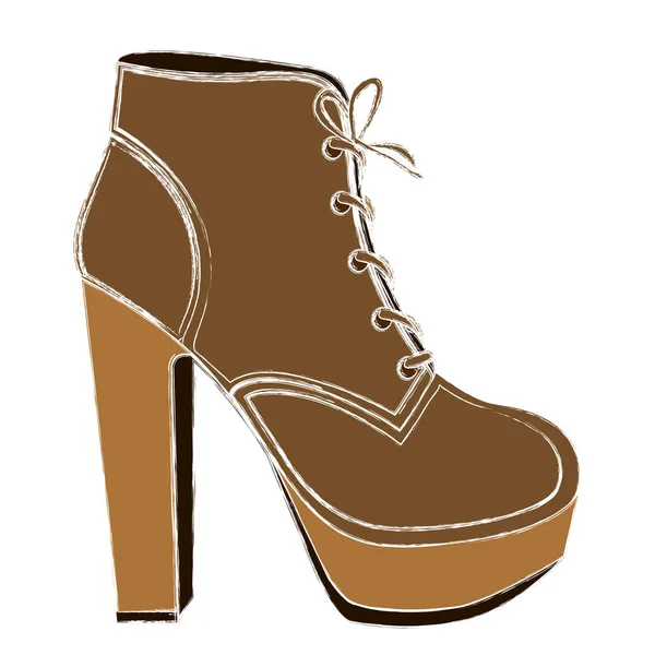 Bosquejo de color del zapato de tacón alto con cordones — Vector de stock