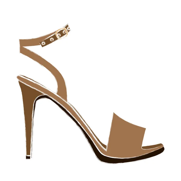 Boceto de color del zapato de sandalia de tacón alto — Vector de stock