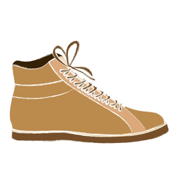 Croquis en couleur de bottes en cuir pour hommes avec lacets — Image vectorielle