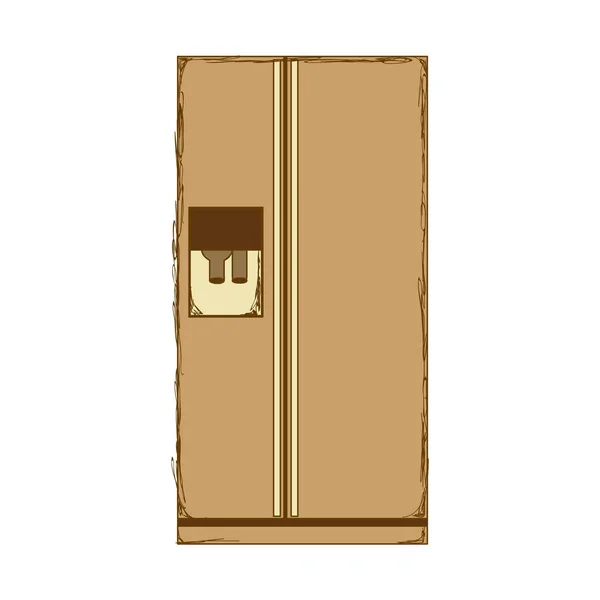 Sepia-Silhouette des Kühlschranks mit Wasserspender — Stockvektor