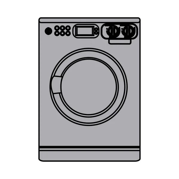 Gråskala siluett med tvättmaskin — Stock vektor