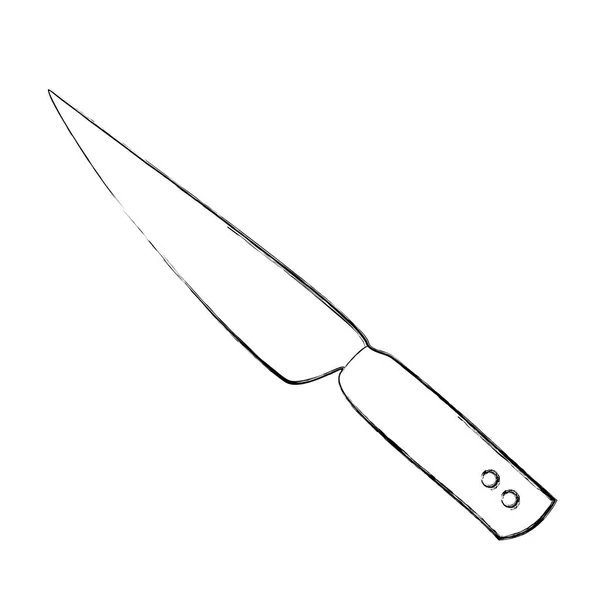 Croquis monochrome de couteau avec poignée — Image vectorielle