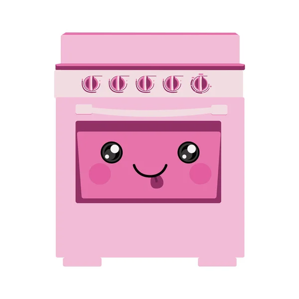 Silueta de color rosa de la estufa de dibujos animados con horno — Archivo Imágenes Vectoriales