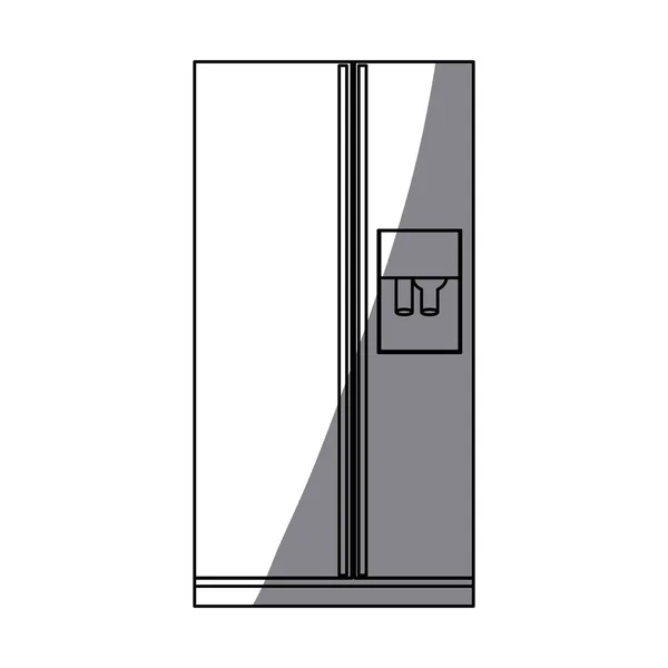 Monokrom silhuetten av kylskåp med vatten dispenser — Stock vektor