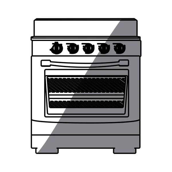 Silueta monocromática de la estufa con horno — Archivo Imágenes Vectoriales