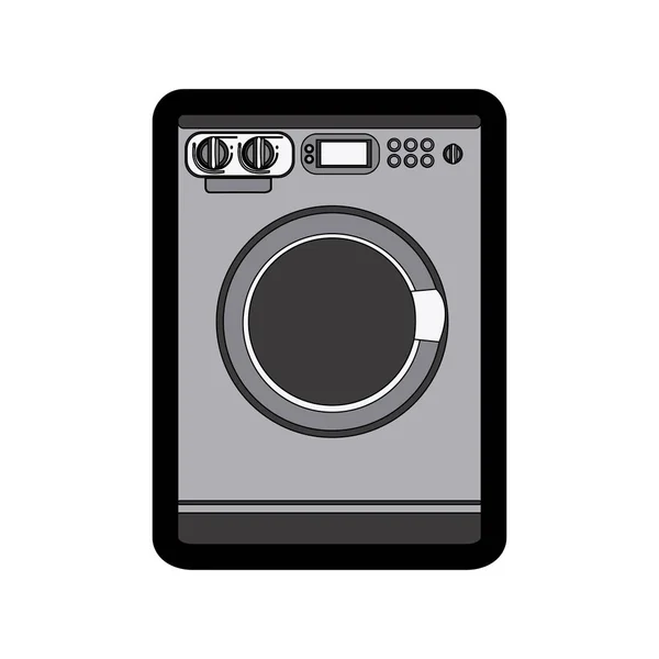 Monochrome thick contour of washing machine — Stock Vector