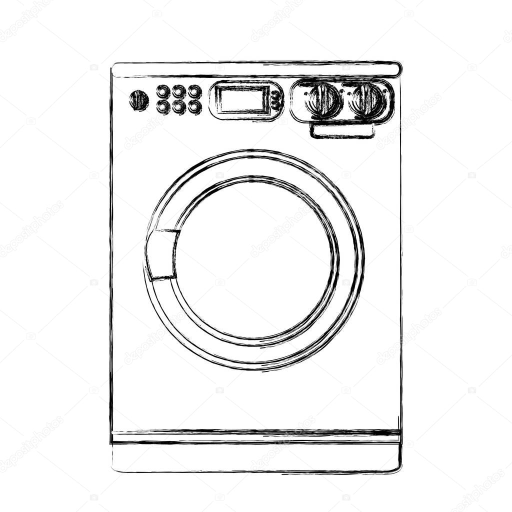 Monochrome sketch of washing machine — Stock Vector © grgroupstock