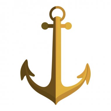 Altın çapa simgesi tasarım yarı gölgeli silüeti