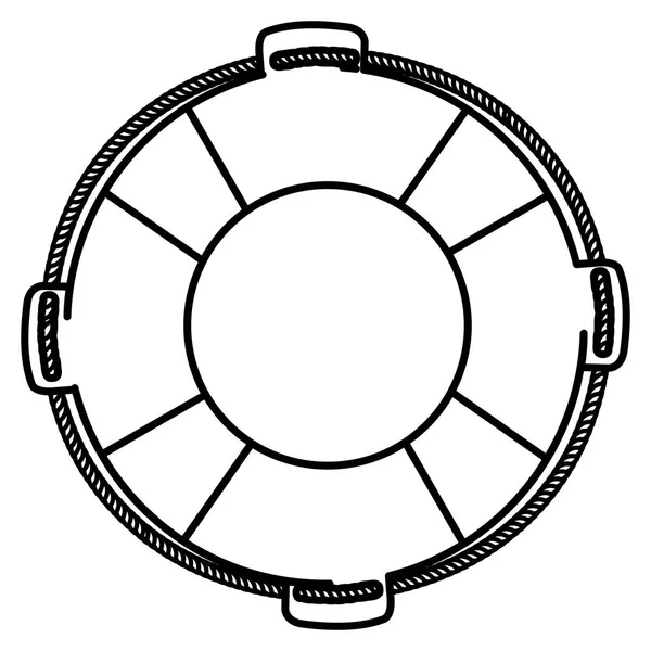 Monokrom silhuetten av flotation hoop med rep — Stock vektor